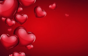 明亮光面心形浪漫红色背景 Romantic Background with Bright Red Hearts