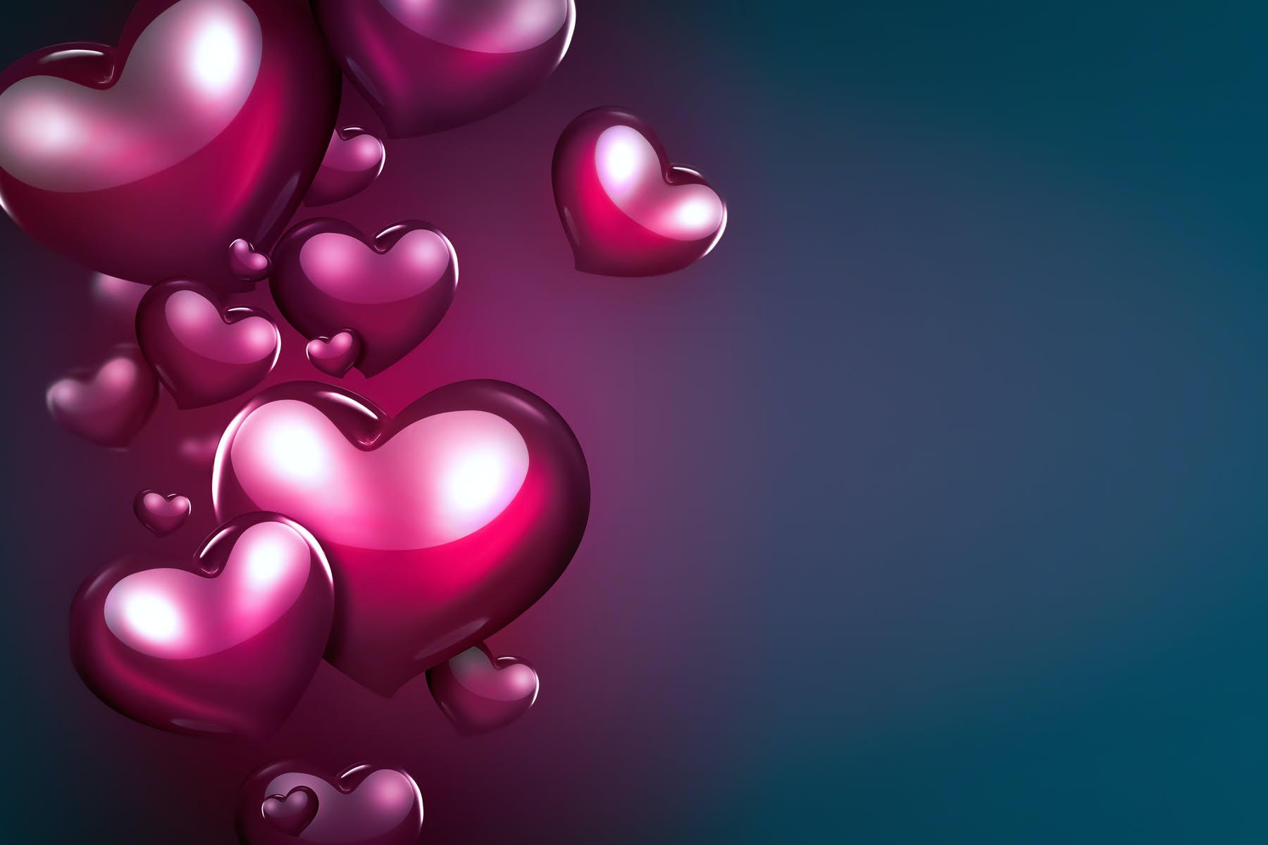 紫红色浪漫心形背景素材 Romantic Background with Hearts APP UI 第1张