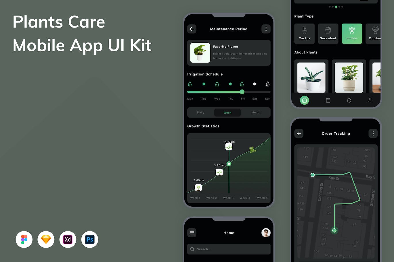 植物护理移动应用UI设计套件 Plants Care Mobile App UI Kit APP UI 第1张