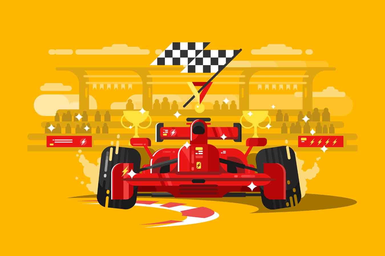F1赛车冠军矢量插画素材 Sport Car In Race. Speed Race Competition 图片素材 第1张