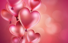 粉色爱心气球浪漫情人节背景 Romantic Background With Pink Balloons