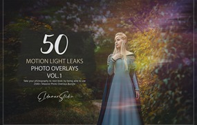 50个彩色漏光照片叠层背景素材v1 50 Motion Light Leaks Photo Overlays – Vol. 1