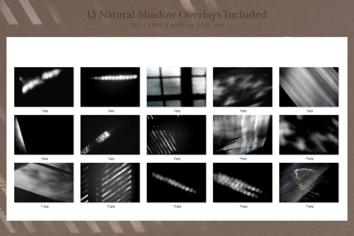自然阳光阴影叠层和背景素材 Natural Shadow Overlays and Backgrounds 图片素材 第6张