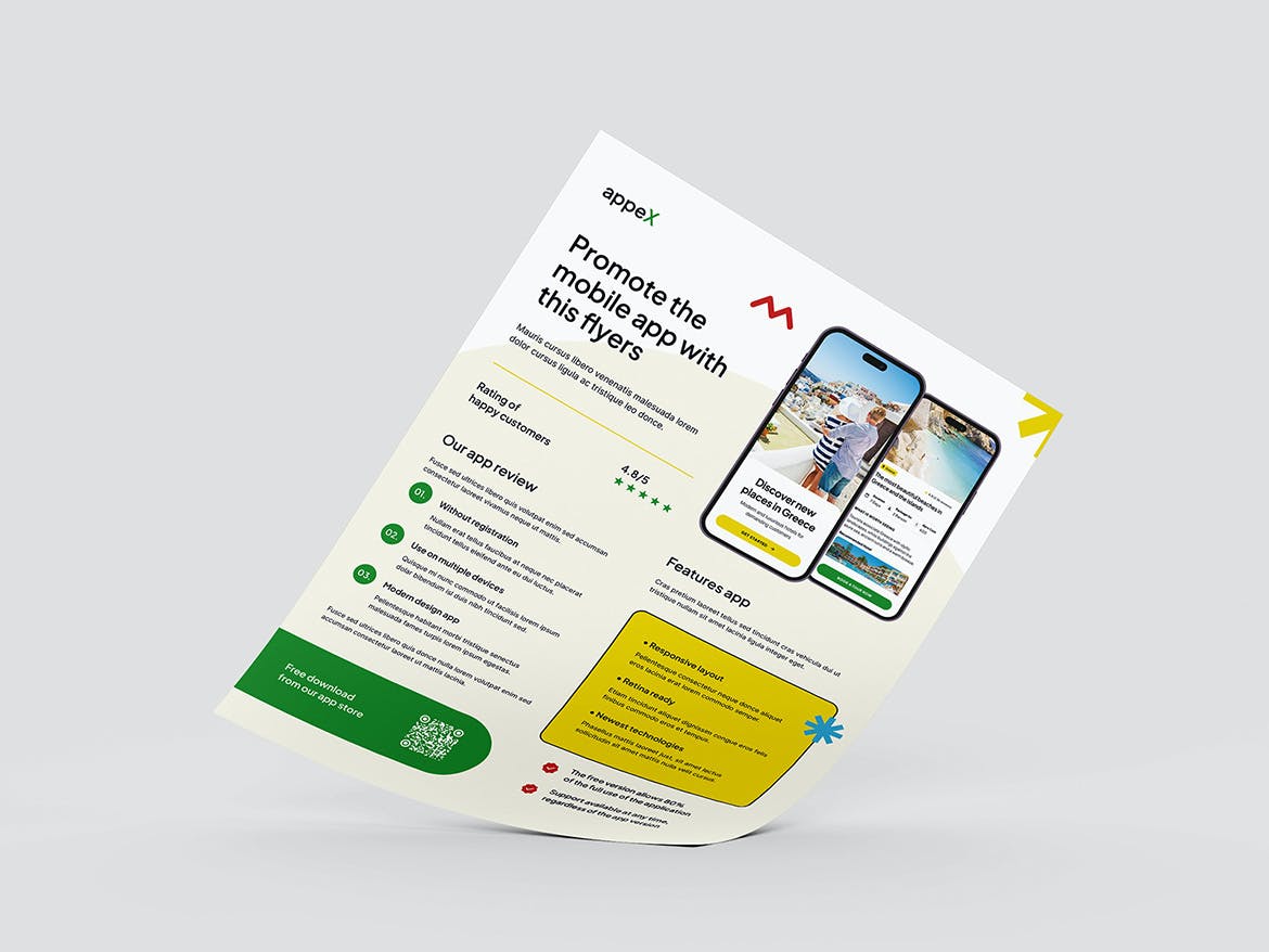 移动应用程序推广海报传单设计模板 Promo App Flyer Templates APP UI 第4张