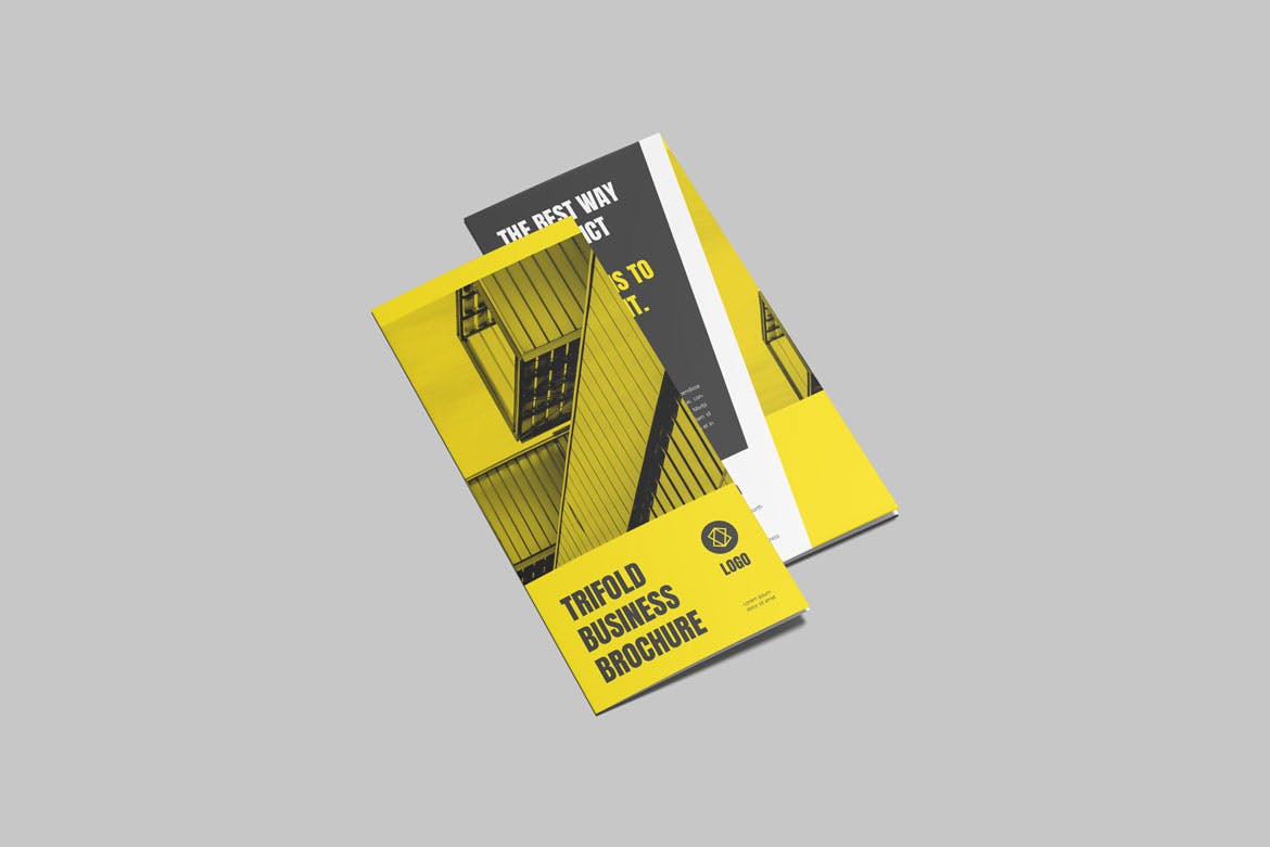 商务三折小册子设计模板 Masculine Business Trifold Brochure 设计素材 第1张