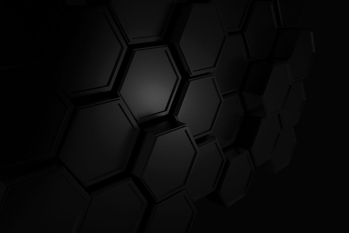 黑色蜂窝六边形背景素材 Black Hexagon Backgrounds APP UI 第3张