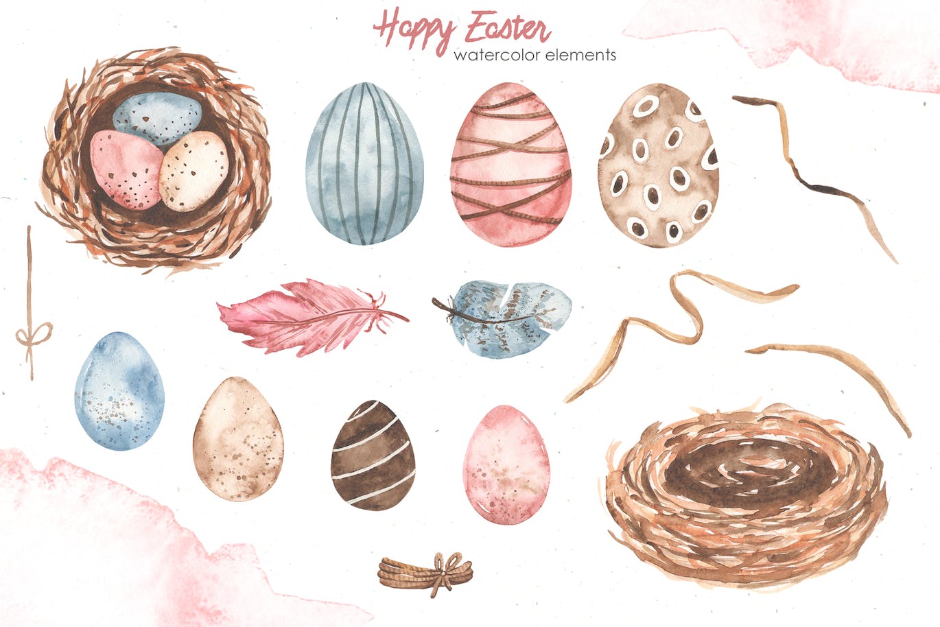 复活节快乐元素水彩画集 Happy Easter watercolor APP UI 第12张
