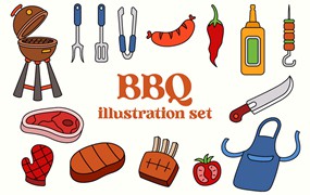 BBQ烧烤元素插画集 BBQ Illustration Set