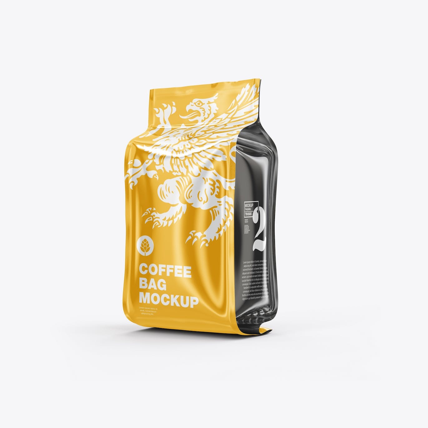 光滑的塑料纸咖啡袋包装设计样机图 Set Glossy Plastic Paper Coffee Bag Mockup 样机素材 第6张