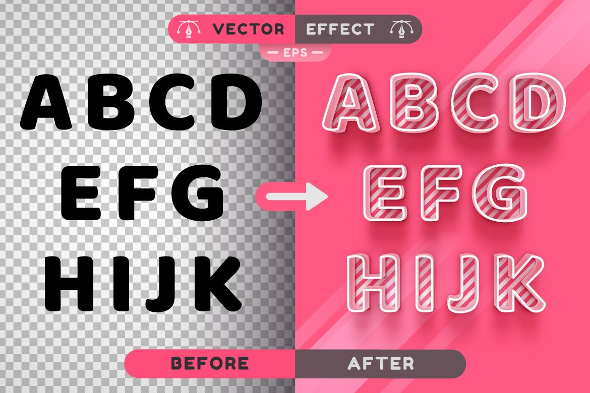 甜粉色糖果矢量文字效果字体样式 Sweet Pink Candy – Editable Text Effect Font Style 插件预设 第2张