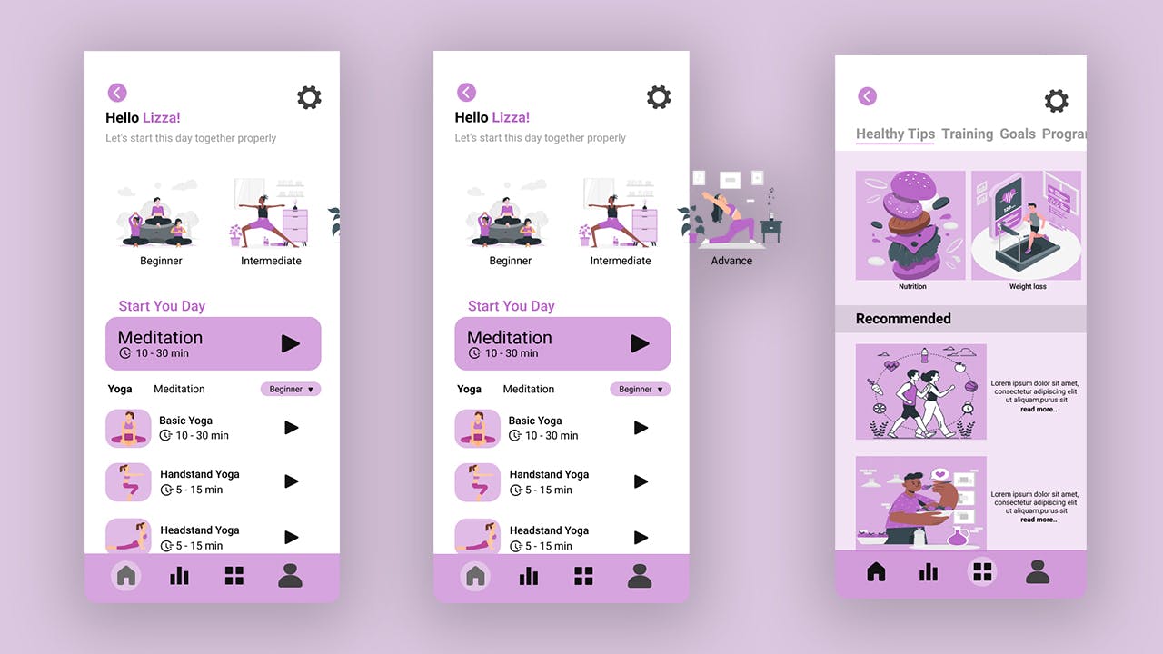 瑜伽运动App应用UI设计套件 Togation – Yoga Mobile App UI Kit APP UI 第3张