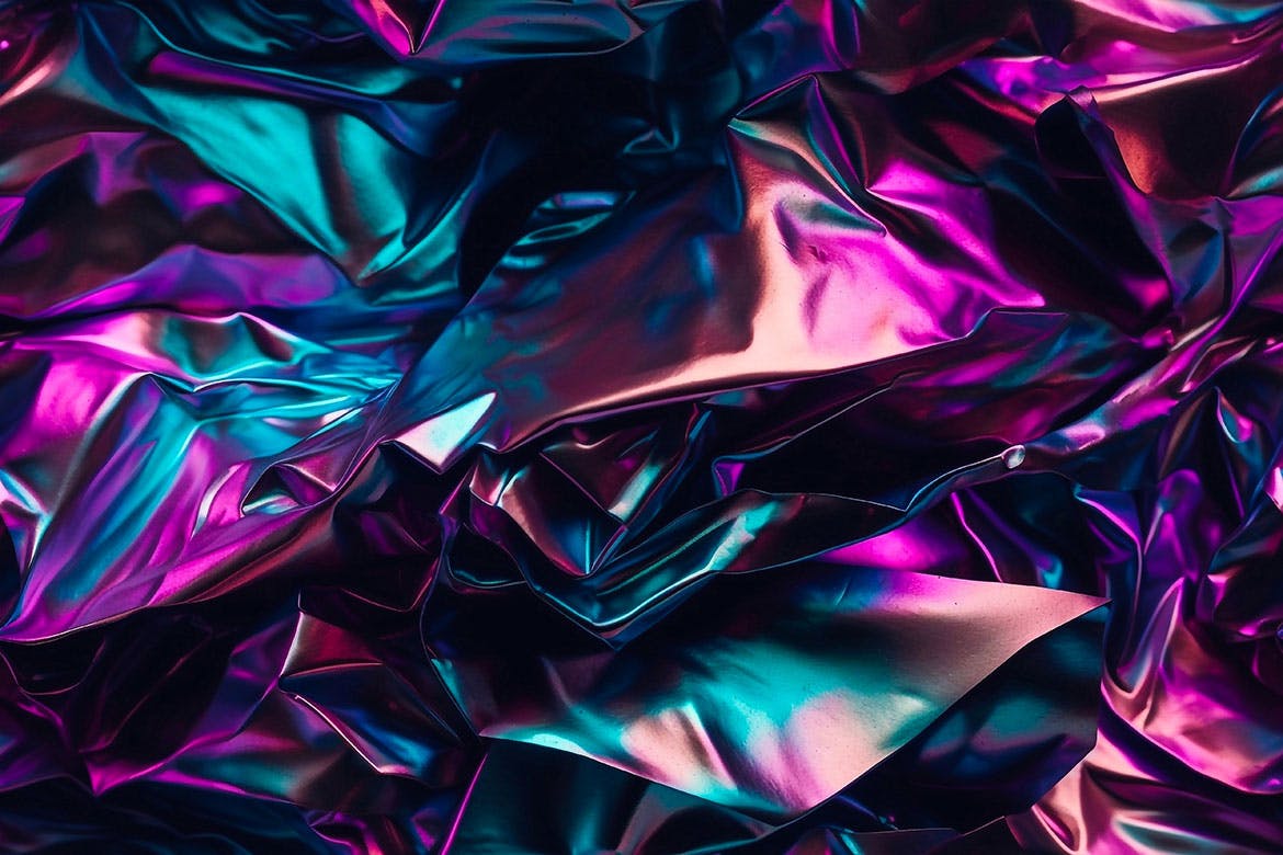 3D全息彩虹皱褶铝箔无缝背景 Iridescent Crumpled Foil Seamless Backgrounds 图片素材 第2张