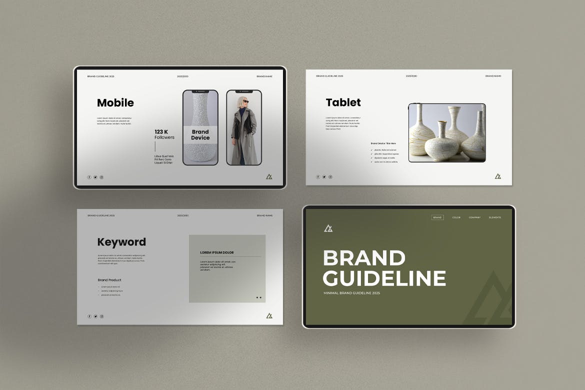 极简的品牌指南宣传画册模板 Minimal Brand Guideline Presentation Template 设计素材 第2张