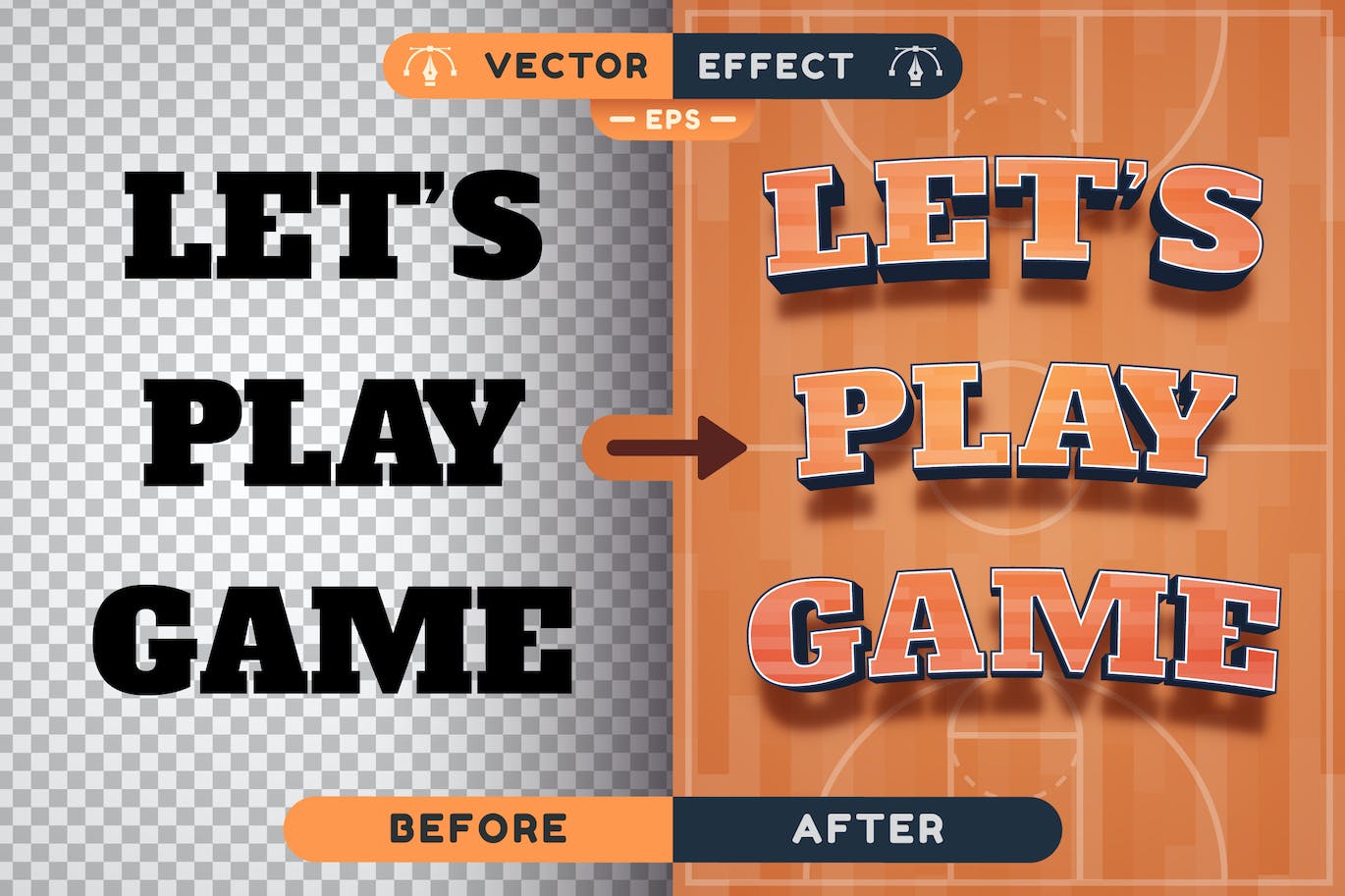 篮球矢量文字效果字体样式 Basketball – Editable Text Effect, Font Style 插件预设 第1张