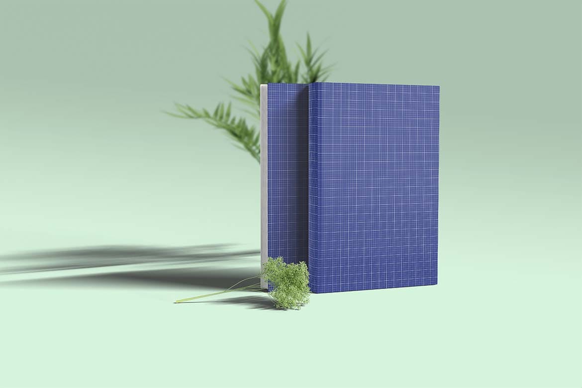 带植物装饰的书籍书皮封面展示样机图 Book Cover Mockup with Plant Ornament 样机素材 第4张