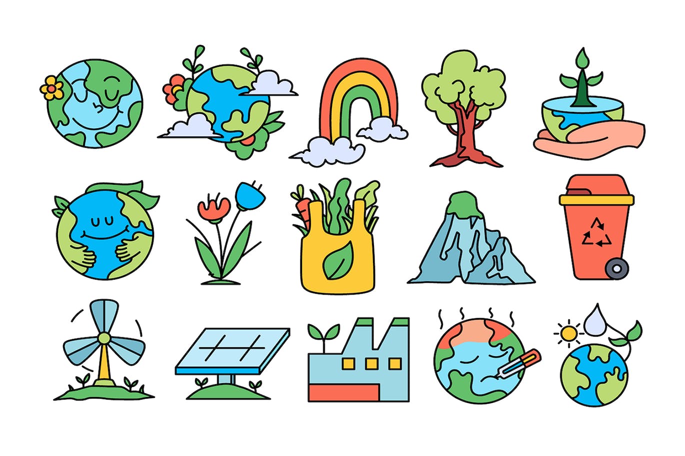 地球日矢量插画集 Earth Day Illustration Set APP UI 第2张