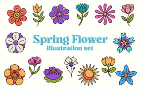 春天花朵矢量插画集 Spring Flower Illustration Set