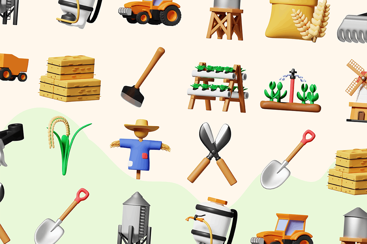农业农场元素3D图标 Cubicle – Agriculture 3D Icons 图标素材 第7张