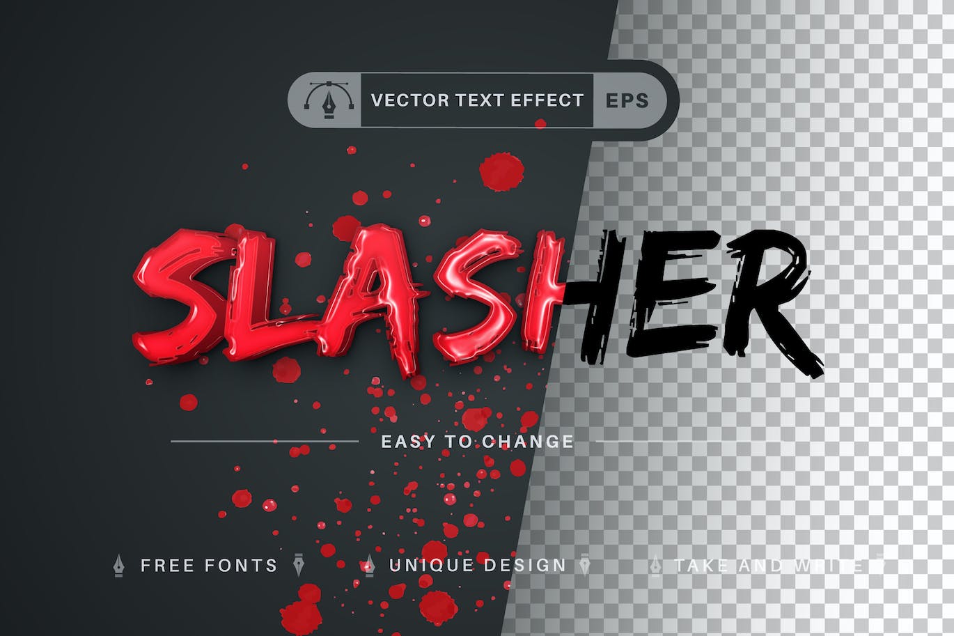 红色血腥矢量文字效果字体样式 Blood Slasher – Editable Text Effect, Font Style 插件预设 第1张