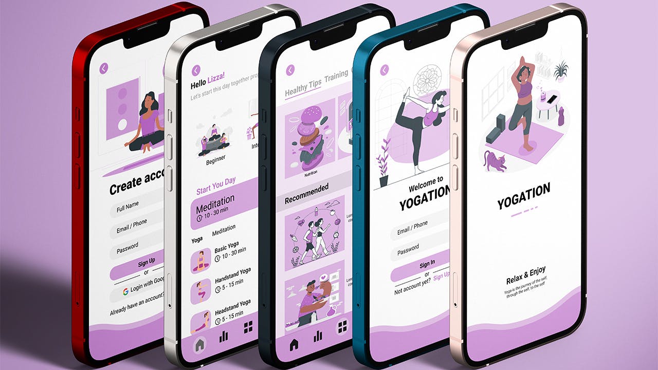 瑜伽运动App应用UI设计套件 Togation – Yoga Mobile App UI Kit APP UI 第2张