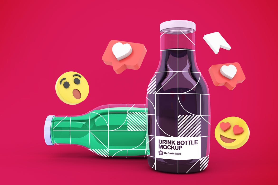 社交表情符号饮料瓶包装展示样机图 Drink Bottle Social Media 样机素材 第10张