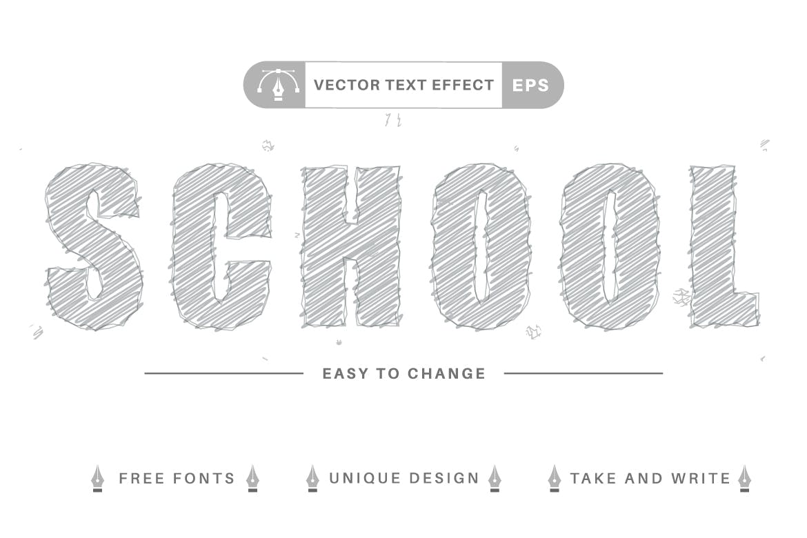 学校必备矢量文字效果字体样式 Set 10 School Editable Text Effects, Font Styles 插件预设 第7张