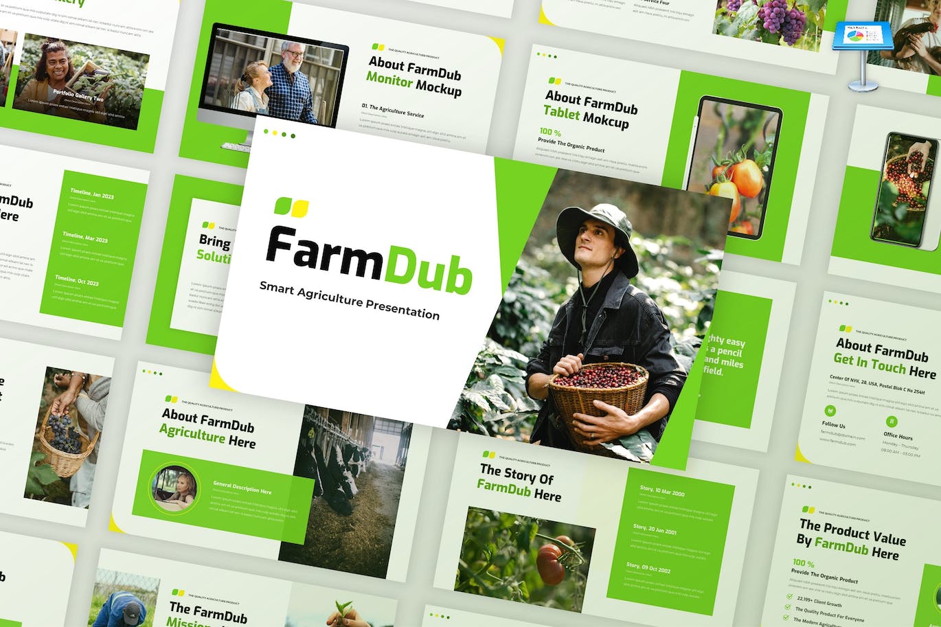 农业概况简介Keynote幻灯片素材 FarmDub – Agriculture Profile Keynote Template 幻灯图表 第1张