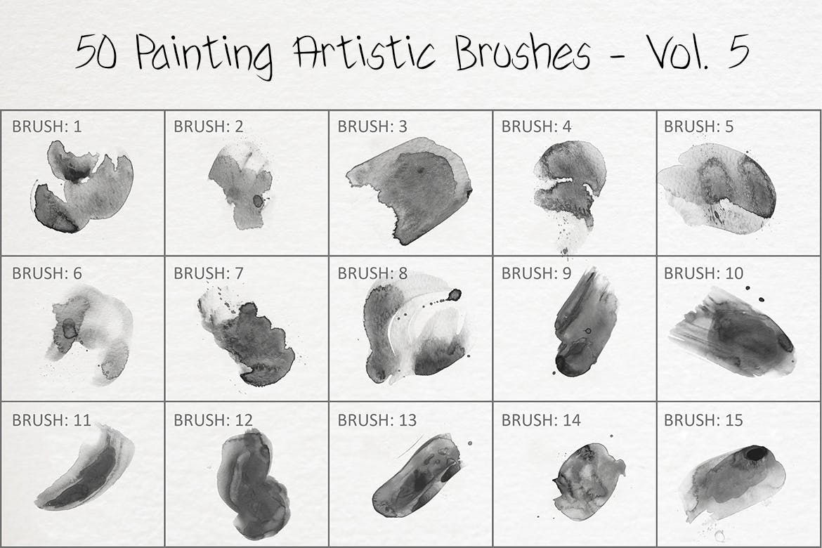 50个水彩艺术绘画笔刷素材v5 50 Painting Artistic Brushes – Vol. 5 笔刷资源 第3张