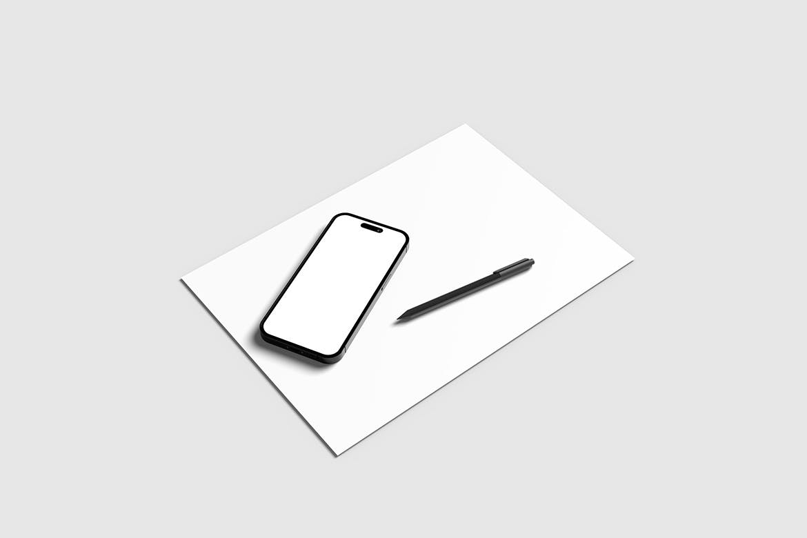 iPhone 14 Pro手机&A4纸张样机图 iPhone 14 With Paper Mockup 样机素材 第2张