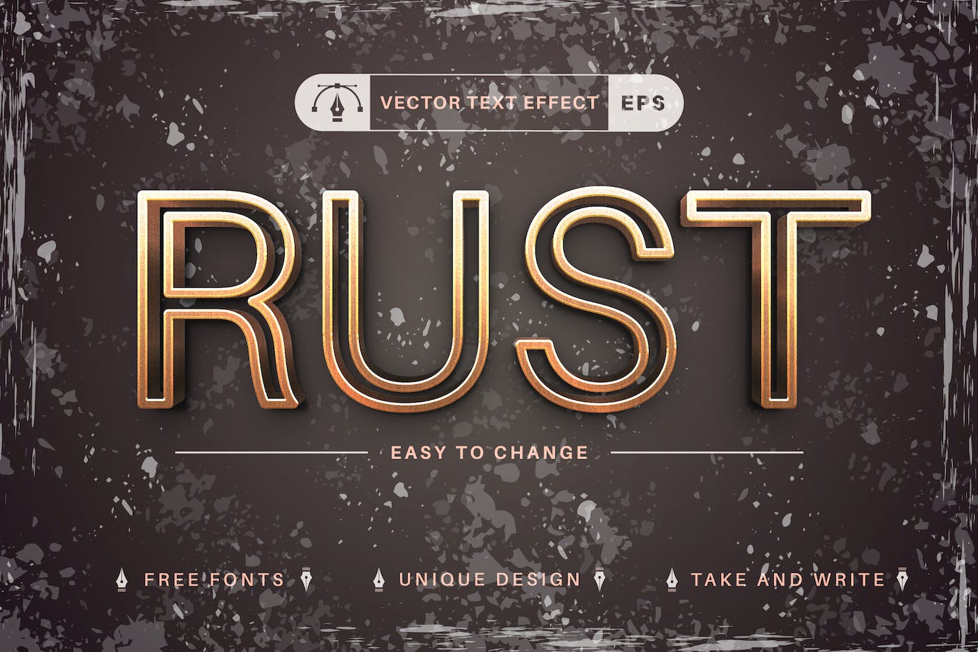 锈金属矢量文字效果字体样式 Rust – Editable Text Effect, Font Style 插件预设 第1张