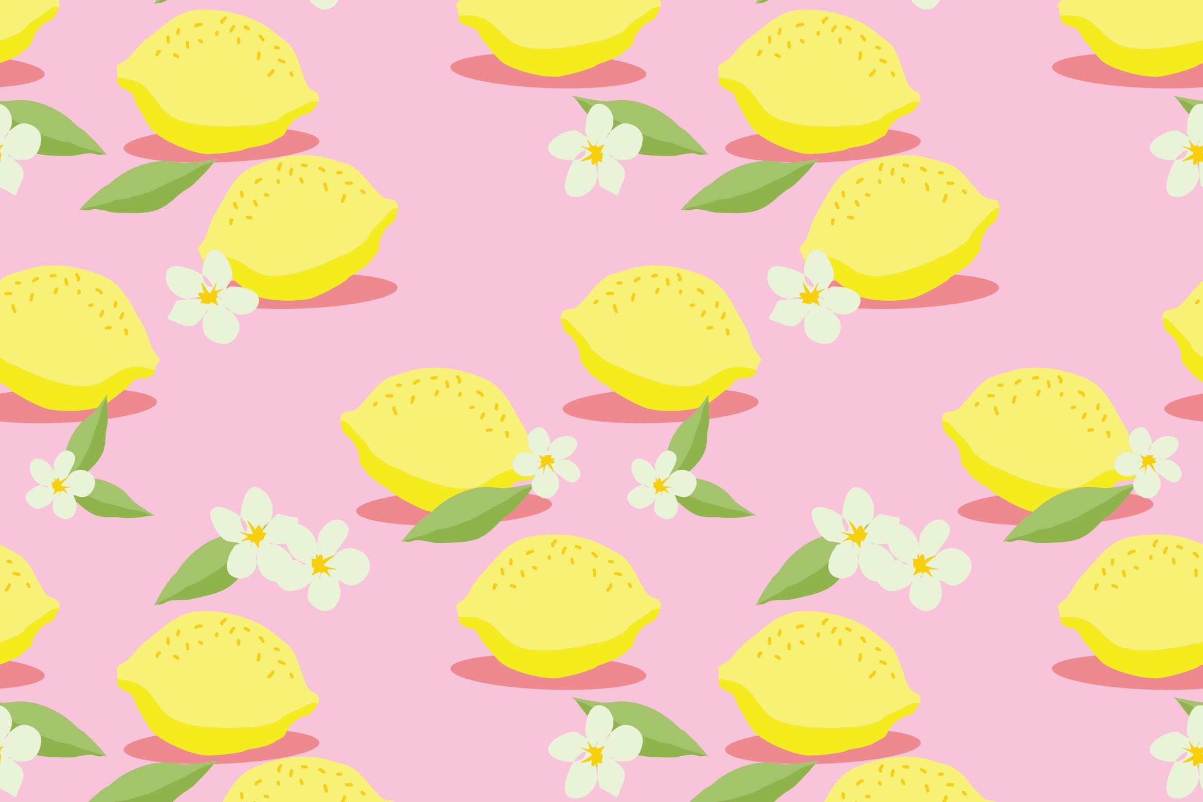 粉色背景柠檬无缝图案 Lemon on Pink Background Seamless Pattern 图片素材 第1张