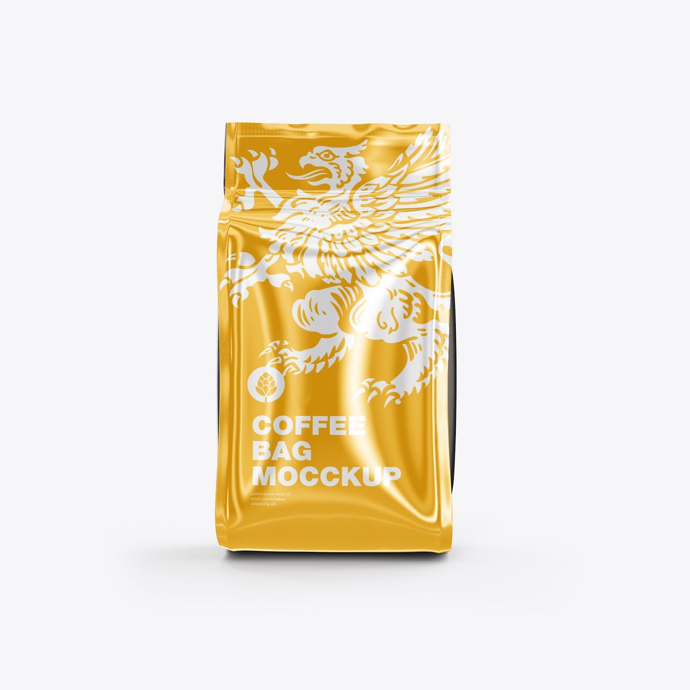 光滑的塑料纸咖啡袋包装设计样机图 Set Glossy Plastic Paper Coffee Bag Mockup 样机素材 第8张