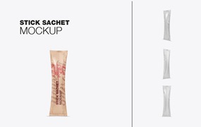 牛皮纸小袋包装设计样机图 Pack Kraft Stick Sachets Mockup