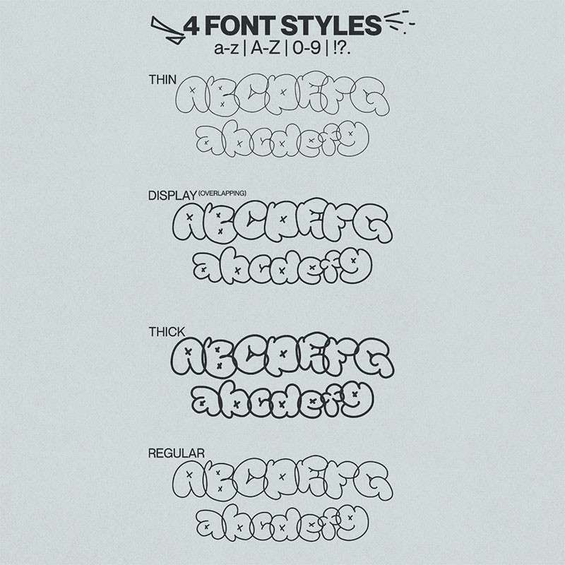 Nerf涂鸦泡泡风格英文字体 设计素材 第3张