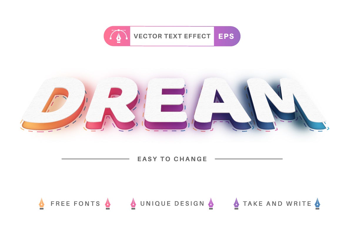 10种渐变彩虹矢量文字效果字体样式 Set 10 Rainbow Editable Text Effects, Font Styles 插件预设 第11张