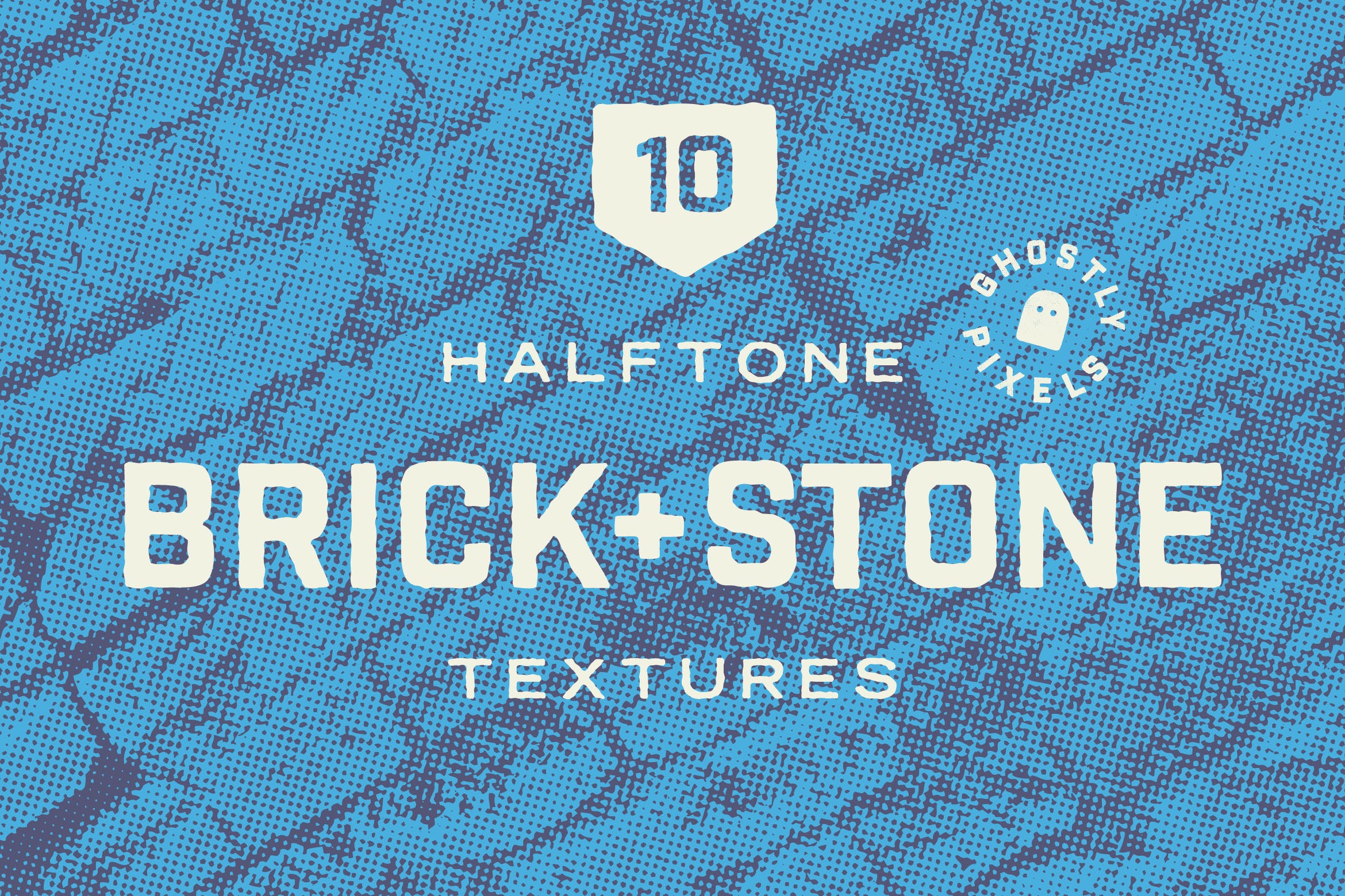 半色调砖墙&石墙纹理 Halftone Brick & Stone Wall Textures 图片素材 第1张
