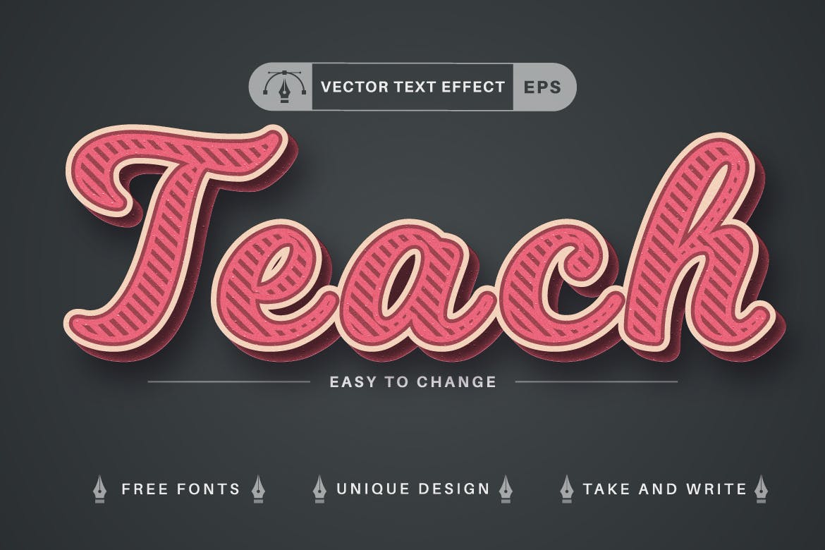 学校必备矢量文字效果字体样式 Set 10 School Editable Text Effects, Font Styles 插件预设 第10张