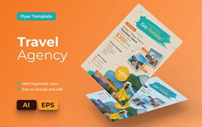 旅行社传单AI&EPS矢量模板 Travel Agency Flyer Ai & EPS Template