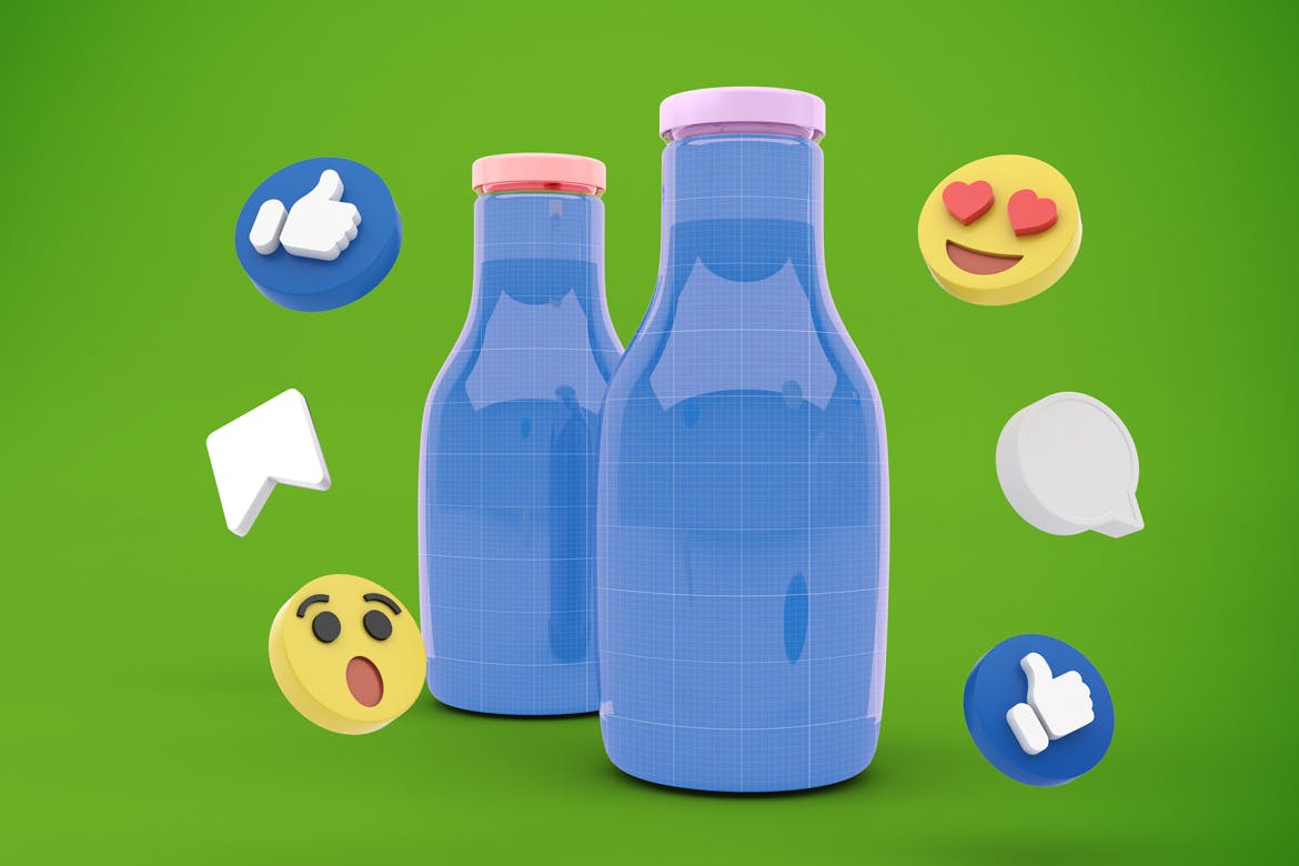 社交表情符号饮料瓶包装展示样机图 Drink Bottle Social Media 样机素材 第5张