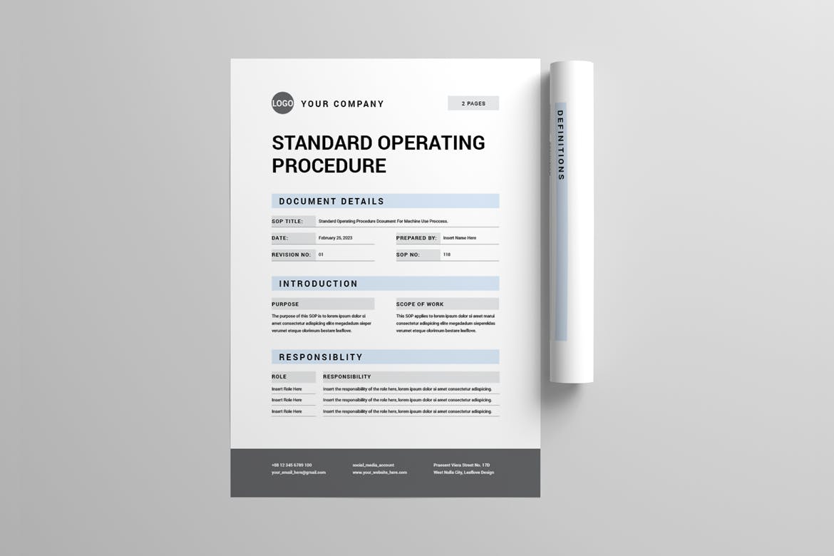 标准操作流程文档设计模板 Standard Operating Procedure 幻灯图表 第3张