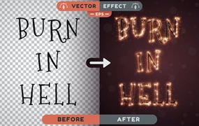 火花矢量文字效果字体样式 Hell Sparkle – Editable Text Effect, Font Style