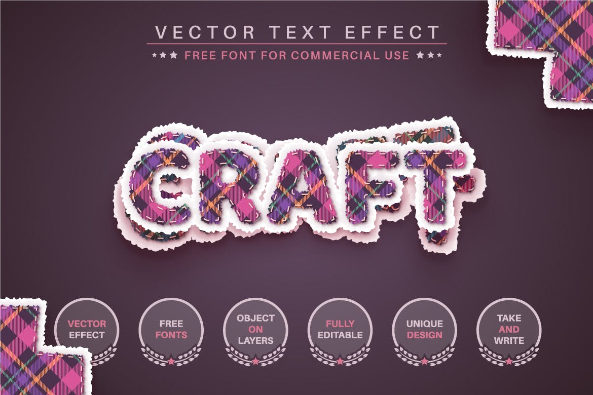 布料格纹纸张矢量文字效果字体样式 Paper Tartan – Editable Text Effect, Font Style 插件预设 第4张
