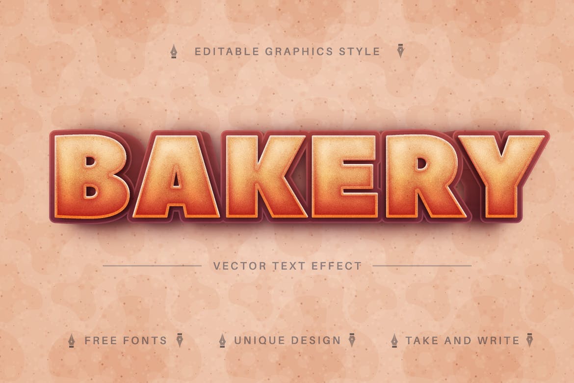 饼干色复古矢量文字效果字体样式 Biscuit – Editable Text Effect, Font Style 插件预设 第5张