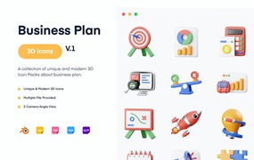 商业计划3D图标集 Business Plan 3D Icon