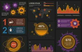全球统计信息数据图表设计矢量模板 Infographics