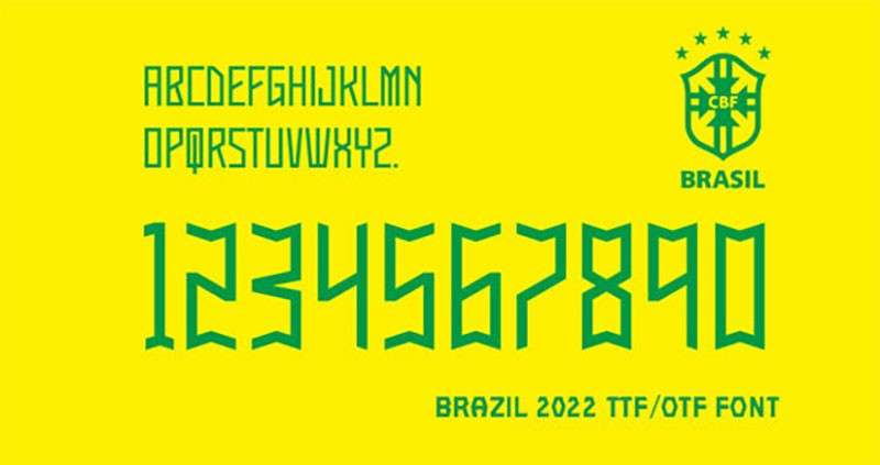 2022年世界杯巴西队球衣字体 设计素材 第1张