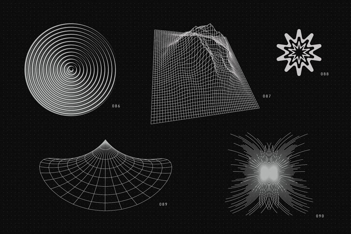 200+高质量抽象现代几何矢量形状外观 200 Vector Shapes 图片素材 第8张