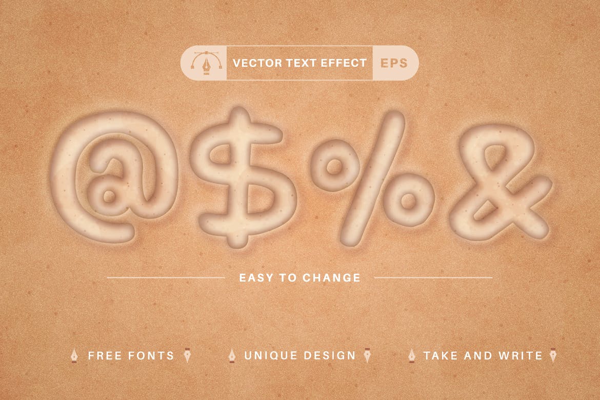 沙滩矢量文字效果字体样式 Sand Beach – Editable Text Effect, Font Style APP UI 第3张