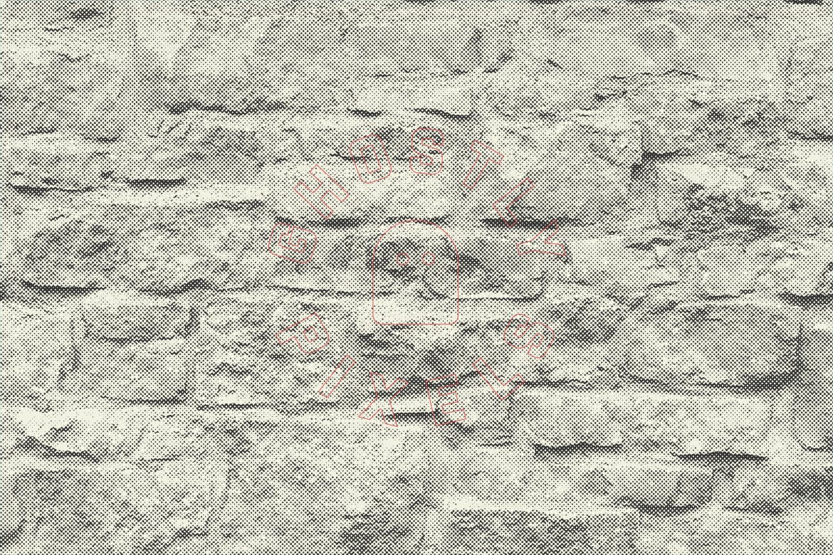 半色调砖墙&石墙纹理 Halftone Brick & Stone Wall Textures 图片素材 第5张