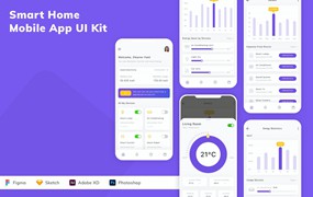 智能家居移动应用UI设计套件 Smart Home Mobile App UI Kit